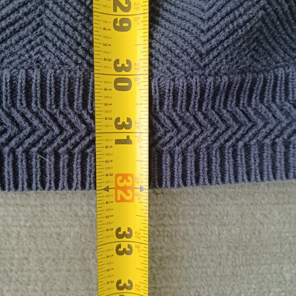 VTG Chaps Ralph Lauren Sweater Mens L Blue Heavy Knit Hand Framed 90s Fisherman - Picture 8 of 9